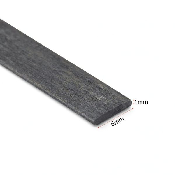 uxcell Carbon Fiber Rod 200mm 5mm x1mm Pultruded Lightweight Strip-1